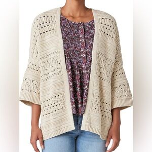 LUCKY BRAND CROCHET CARDIGAN, SIZE L